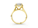 Yellow gold Princess Cut Halo Solitaire Engagement Ring with Square Band and Four-Prong Setting_96