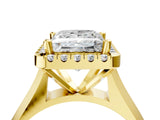 Yellow gold Princess Cut Halo Solitaire Engagement Ring with Square Band and Four-Prong Setting_97