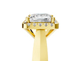 Yellow gold Princess Cut Halo Solitaire Engagement Ring with Square Band and Four-Prong Setting_98