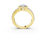 Yellow gold Princess Cut Halo Split Shank Diamond Ring with Four-Prong Setting_67
