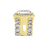 Yellow gold Princess Cut Halo Split Shank Diamond Ring with Four-Prong Setting_69