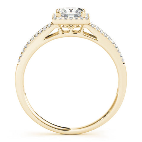 Yellow gold Princess Cut Halo Split Shank Engagement Ring 2