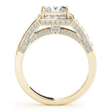 Yellow gold Princess Cut Halo Split Shank Engagement Ring with Four-Prong Setting 2