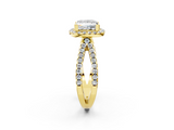 Yellow gold Princess Cut Halo Split Shank Pave Set Ring_104