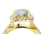 Yellow gold Princess Cut Halo Split Shank Pave Set Ring_106