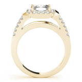 Yellow gold Princess Cut Halo Split Shank Prong Set Ring 2