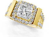 Yellow gold Princess Cut Halo Split Shank Prong Set Ring_4
