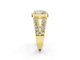 Yellow gold Princess Cut Halo Split Shank Prong Set Ring_5