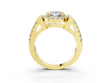 Yellow gold Princess Cut Halo Split Shank Prong Set Ring_6