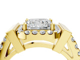 Yellow gold Princess Cut Halo Split Shank Prong Set Ring_7