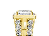 Yellow gold Princess Cut Halo Split Shank Prong Set Ring_8