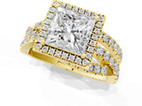 Yellow gold Princess Cut Halo Split Shank Prong Setting Ring_13