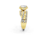 Yellow gold Princess Cut Halo Split Shank Prong Setting Ring_14