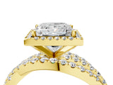 Yellow gold Princess Cut Halo Split Shank Prong Setting Ring_16