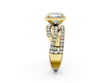 Yellow gold Princess Cut Halo Split Shank Prong Setting Ring_74