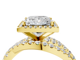 Yellow gold Princess Cut Halo Split Shank Prong Setting Ring_76