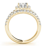 Yellow gold Princess Cut Halo Split Shank Ring with Four-Prong Setting 2