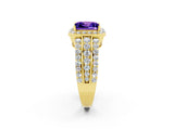 Yellow gold Princess Cut Halo Tanzanite Ring with Split Shank and Four-Prong Setting_2