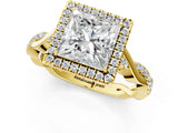 Yellow gold Princess Cut Halo Twist Band with Four-Prong Setting_16