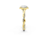 Yellow gold Princess Cut Halo Twist Band with Four-Prong Setting_17