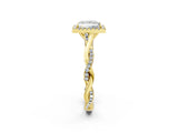 Yellow gold Princess Cut Halo Twist Band with Four-Prong Setting_5