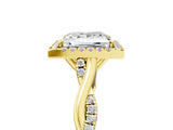 Yellow gold Princess Cut Halo Twist Band with Four-Prong Setting_8