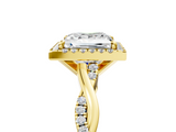 Yellow gold Princess Cut Halo Twisted Band Four-Prong Ring_38