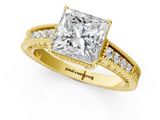 Yellow gold Princess Cut Milgrain Channel Set Engagement Ring with Solitaire Prong Setting_72