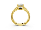 Yellow gold Princess Cut Milgrain Channel Set Engagement Ring with Solitaire Prong Setting_74