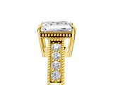 Yellow gold Princess Cut Milgrain Channel Set Engagement Ring with Solitaire Prong Setting_76
