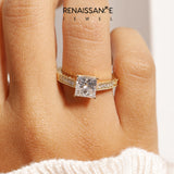 Yellow gold Princess Cut Milgrain Channel Set Engagement Ring with Solitaire Prong Setting_94