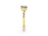Yellow gold Princess Cut Moissanite Cluster Side Stone Solitaire Ring with Prong Setting_26
