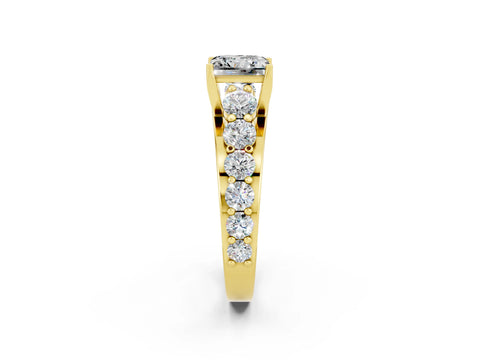 Yellow gold Princess Cut Moissanite Engagement Ring with Pavé Band and Four-Prong Setting_2