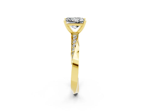 Yellow gold Princess Cut Moissanite Engagement Ring with Side Stone Accents and Four-Prong Setting_41
