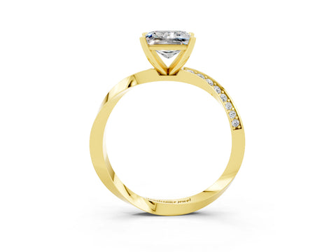 Yellow gold Princess Cut Moissanite Engagement Ring with Side Stone Accents and Four-Prong Setting_42