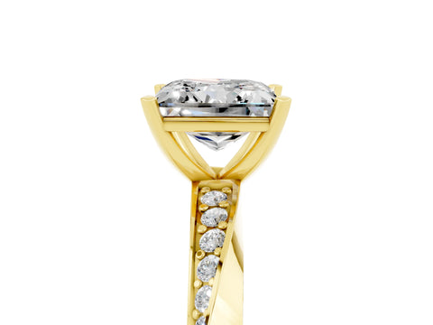 Yellow gold Princess Cut Moissanite Engagement Ring with Side Stone Accents and Four-Prong Setting_44