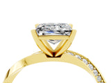 Yellow gold Princess Cut Moissanite Engagement Ring with Side Stone Accents and Four-Prong Setting_64