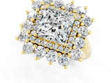 Yellow gold Princess Cut Moissanite Floral Double Halo Engagement Ring with Prong Setting_67
