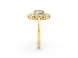 Yellow gold Princess Cut Moissanite Floral Double Halo Engagement Ring with Prong Setting_68