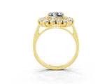 Yellow gold Princess Cut Moissanite Floral Double Halo Engagement Ring with Prong Setting_69