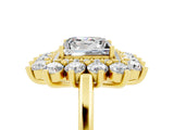 Yellow gold Princess Cut Moissanite Floral Double Halo Engagement Ring with Prong Setting_71