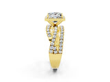 Yellow gold Princess Cut Moissanite Halo Ring with Round Split Shank and Prong Setting_50