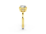 Yellow gold Princess Cut Moissanite Halo Ring with Tapered Band and Four-Prong Setting_2