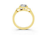 Yellow gold Princess Cut Moissanite Halo Ring with Tapered Band and Four-Prong Setting_3