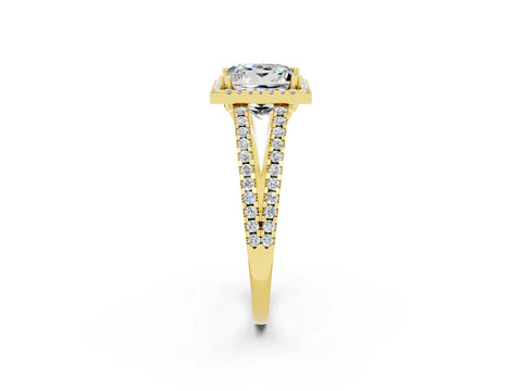 Yellow gold Princess Cut Moissanite Halo Split Shank Engagement Ring_14