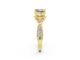Yellow gold Princess Cut Moissanite  Halo Twist Band Solitaire Prong Setting Ring_26
