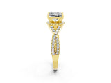 Yellow gold Princess Cut Moissanite  Halo Twist Band Solitaire Prong Setting Ring_44