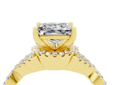 Yellow gold Princess Cut Moissanite  Halo Twist Band Solitaire Prong Setting Ring_46