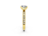 Yellow gold Princess Cut Moissanite Milgrain Pavé Engagement Ring with Four-Prong Setting_14