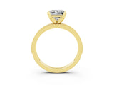 Yellow gold Princess Cut Moissanite Milgrain Pavé Engagement Ring with Four-Prong Setting_15